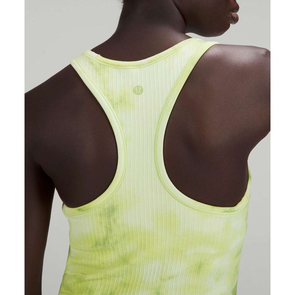 Lululemon Ebb to Street Cropped Racerback Tank Top Size 4 Marble Dye Wasabi - Picture 7 of 8